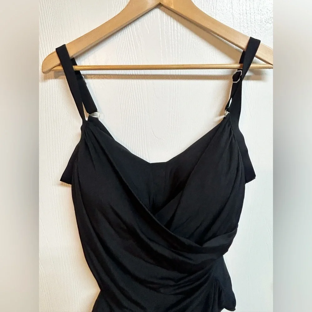 Jantzen Black Draped One Piece Swimsuit with Tummy Control Size 22W NWT - Picture 2 of 8